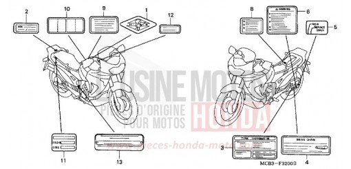 ETIQUETTE DE PRECAUTIONS XL650VY de 2000